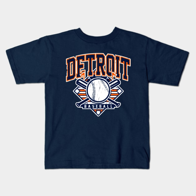 Vintage Detroit Baseball Kids T-Shirt by funandgames